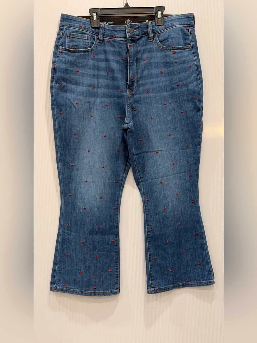 St. John's Bay Women's High-Rise Kick Crop Embroidered Jeans.